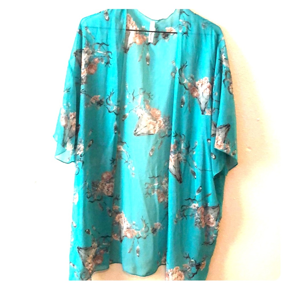 Floral Kimono Cardigan - Teal